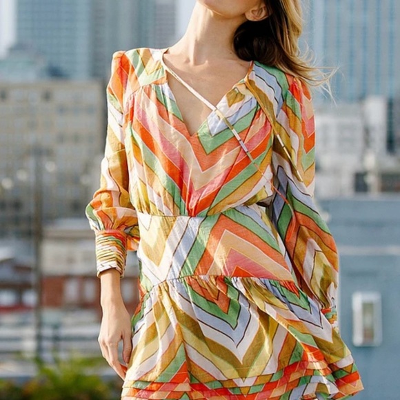Colorful Chevron Midi Dress - Picture 1 of 3